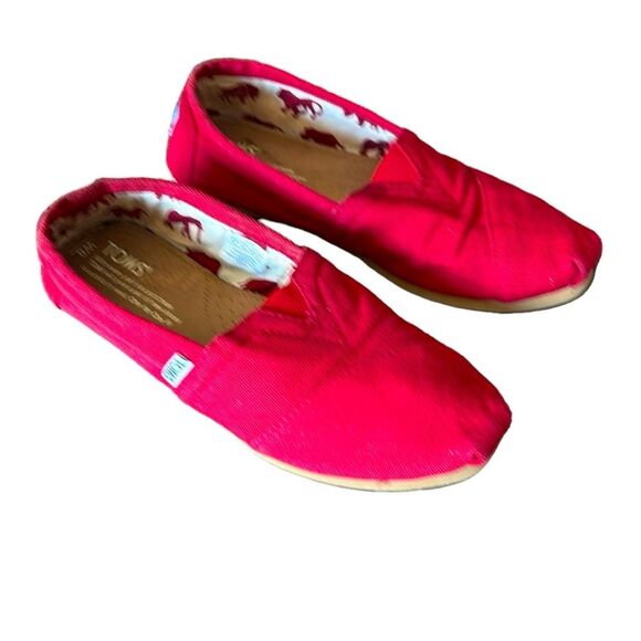 Toms | Women’s Cherry Red Alpargata Style Comfy Canvas Slipper Shoes - Picture 2 of 12